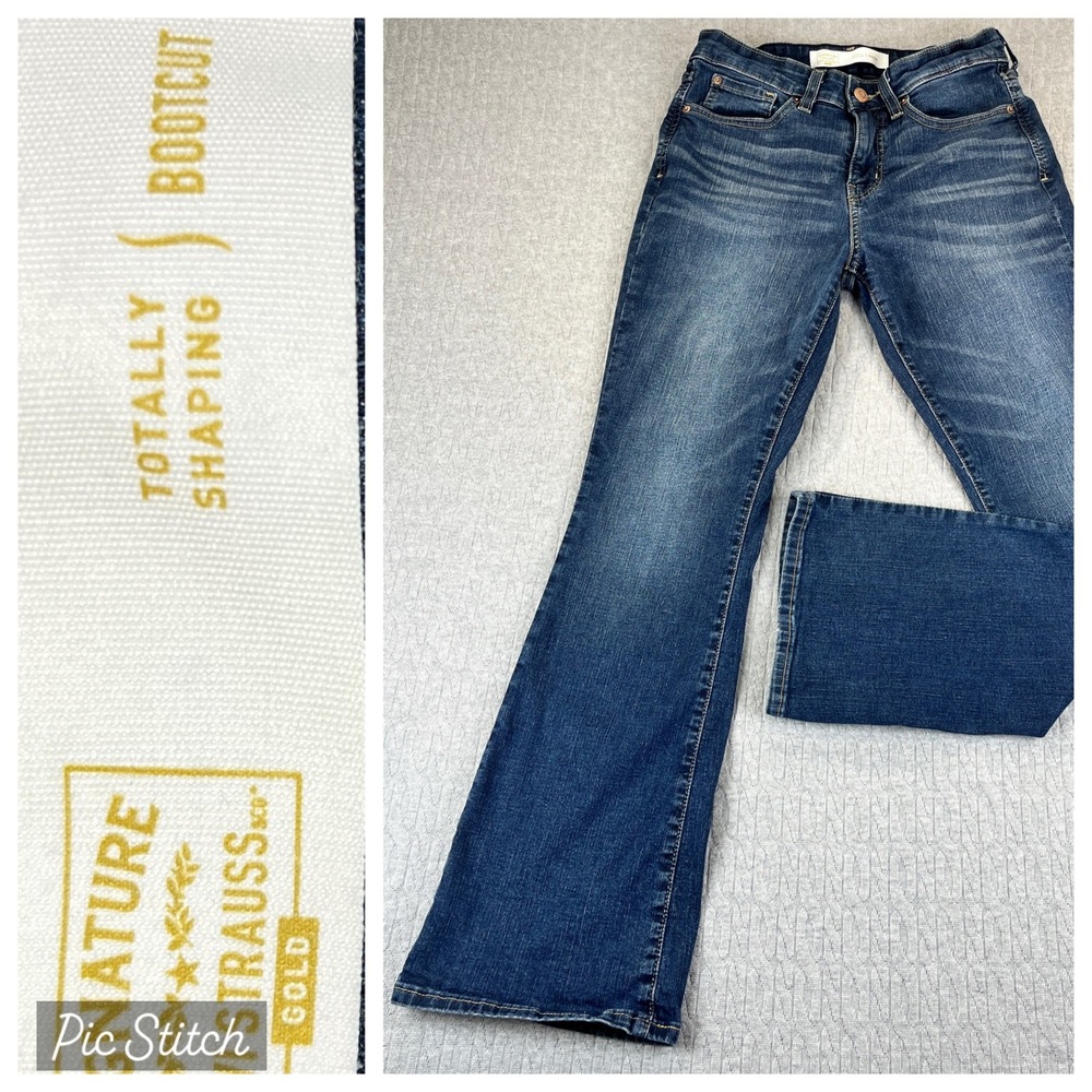 Levi Gold Bootcut‎ Blue Dress Jeans Women 6s/25X28 1/2 medium wash whiskered